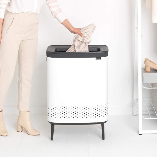 Brabantia Bo Laundry Bin, 2 x 45 Litre White - Image 3
