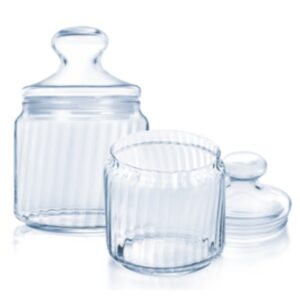 Luminarc Food Jars Plain Stripes Set of 2 Pcs 0.75 Ltr