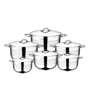 OMS Stainless Steel All Casseroles Cookware Set of 12 Pcs