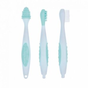 Bebeconfort Set of 3 Toothbrushes + Bag Blue