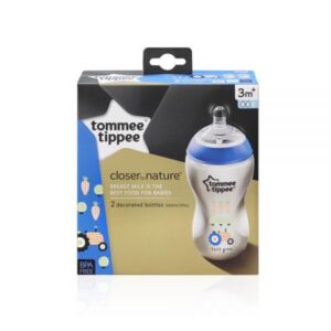 Tommee Tippee Easi-Vent Decorative Feeding Bottle 2 x 340ml Pink/Blue