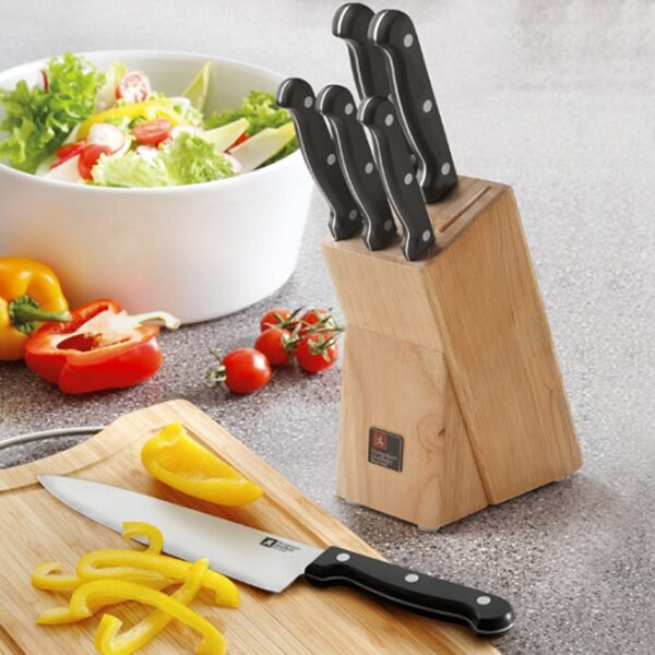 Amefa Artisan 6 pcs Knife Set with Natural Wood Block