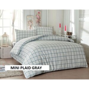 Artex King Turkish Cotton Duvet Cover 6 pcs -Mini-Plaid-Gray