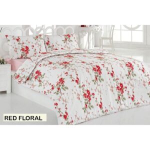 Artex King Turkish Cotton Duvet Cover 6 pcs -Red-Floral