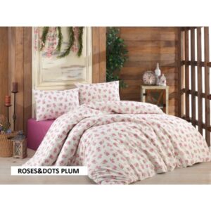Artex King Turkish Cotton Duvet Cover 6 pcs -Ross-Dots-Plum