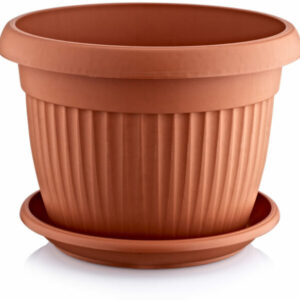 Plast Art Botanic Round Plant Pot 34*26cm with Dish