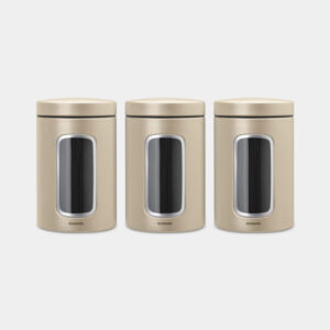 Brabantia Window Canister 1.4 Ltr Set of 3 Pcs Metallic Gold