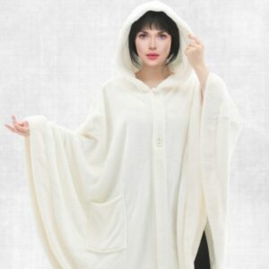 Cannon Flannel Pancho W/fur Cream