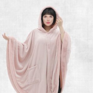 Cannon Flannel Pancho W/Fur Pink