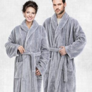 Cannon Embossed Flannel Robe Lgrey