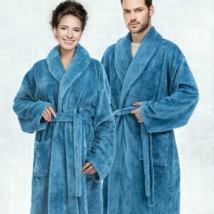 Cannon Mbossed Flannel Robe Blue
