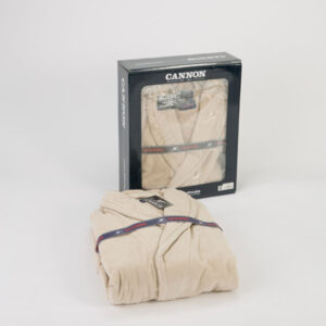 Cannon Cotton Plain Bathrobe With Hood- Beige- M