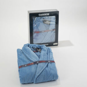 Cannon Cotton Plain Bathrobe With Hood- Blue- L