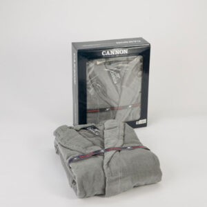 Cannon Cotton Plain Bathrobe With Hood- Grey- M