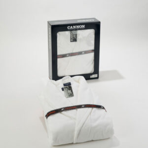 Cannon Cotton Plain Bathrobe With Hood- White- S