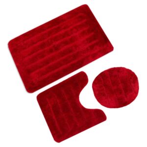 Cannon Plain Bath Mat Set 3 pcs Red