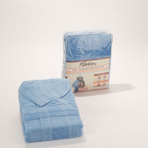 Fashion Cotton Velour Bathrobe With Hood- Blue- S