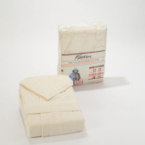 Fashion Cotton Velour Bathrobe With Hood- Cream- M
