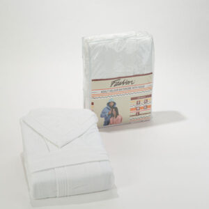 Fashion Cotton Velour Bathrobe With Hood- White- S