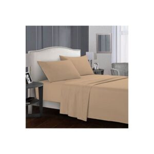 Fashion Fitted Plain Bed Sheet 160×200cm 3 pcs Beige