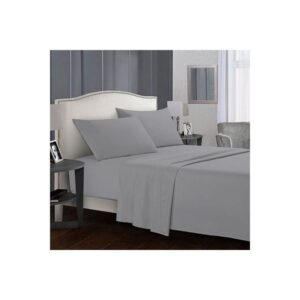 Fashion Fitted Plain Bed Sheet 160×200cm 3 pcs Grey