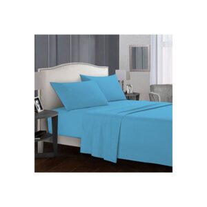 Fashion Fitted Plain Bed Sheet 160×200cm 3 pcs Blue