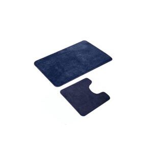 Fashion Plain Bath Mat Set 2 pcs Blue