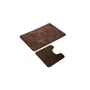 Fashion Plain Bath Mat Set 2 pcs Brown