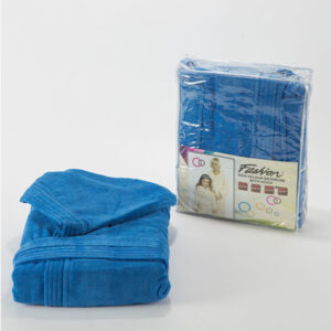 Fashion Velour Children Bathrobe With Hood- Blue- L
