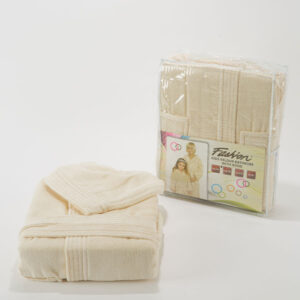 Fashion Velour Children Bathrobe With Hood- Cream- M