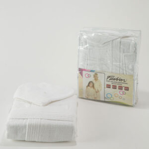 Fashion Velour Children Bathrobe With Hood- White- L