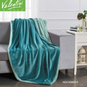 Valentini Flannel Checks Quilting W/Strp Rev. Blnkt 240×220 Turquoise