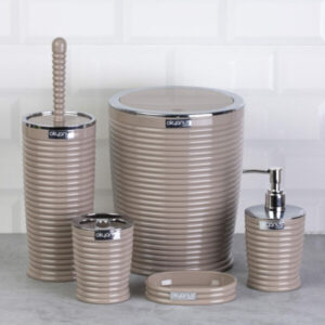 Okyanus Elegance Bathroom Set of 5 pcs Brown/Chrome