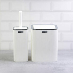 Okyanus Square Striped Bathroom Set of 2 Pcs White/Chrome