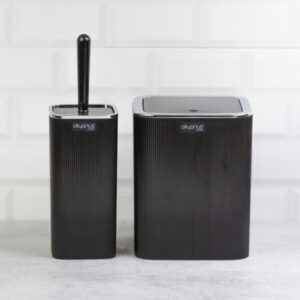Okyanus Square Striped Bathroom Set of 2 Pcs Black/Chrome