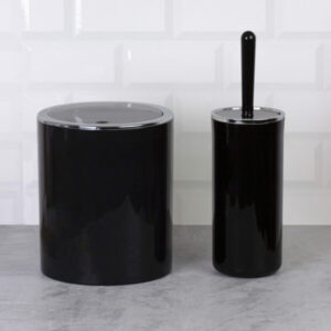 Okyanus Round Bathroom Set 2 of pcs Black/Chrome