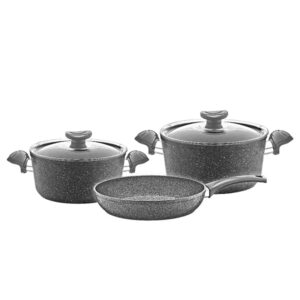 OMS Non Stick Granite Cookware Set of 5 Pcs Grey