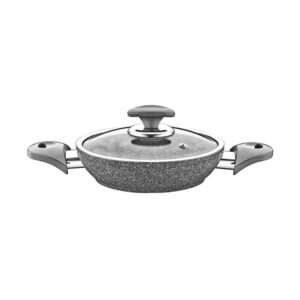 OMS Granite Turkish Fry Pan with Glass Lid 18cm Grey