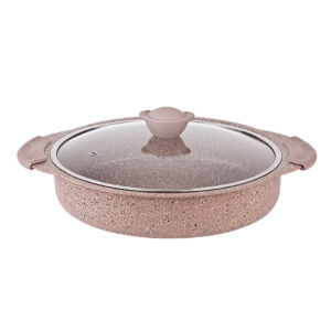 OMS Granite Round Oven Tray with Lid 32cm Brown