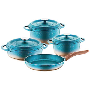 OMS Ocaliptus Granite Die-Cast Cookware Green Set of 7