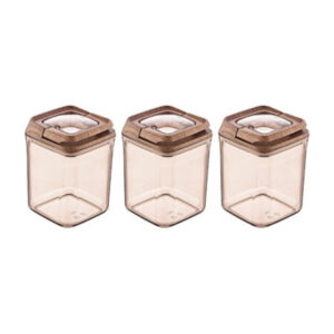 Okyanus Vacuum Square Storage Jar Set 3 pcs – Wooden (900ml + 900ml + 900ml)