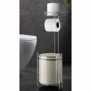 Okyanus WC Stand With Dustbin and Toilet Paper Holder – Chrome Color