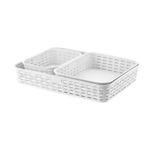 Plast ART Rattan Basket Set 3 – 36x26x6cm (Assorted Colors)