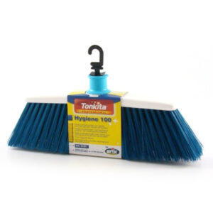Tonkita Hygiene 100-Indoor White Broom with Blue Bristeeles with Handle