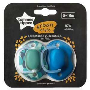 Tommee Tippee Acceptance Guaranteed 2X 6-18M URBAN STYLE SOOTHER Boy
