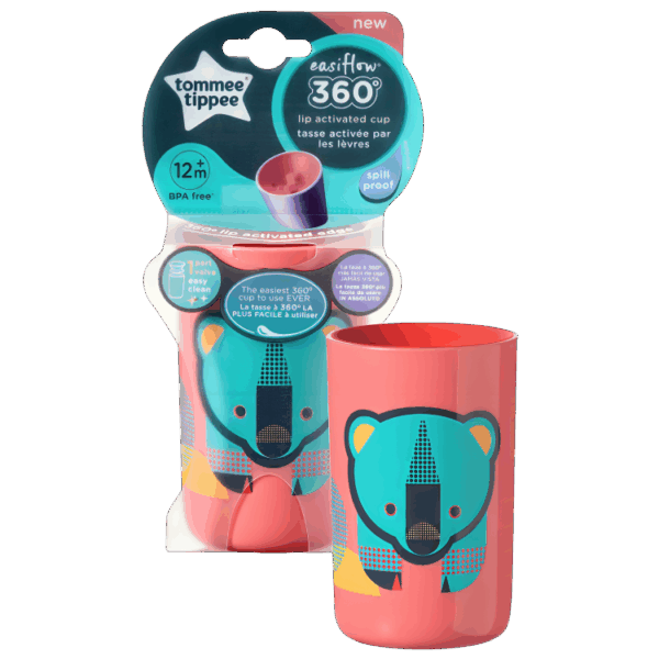Tommee Tippee Easiflow Tumbler 360 Beaker Cup 250ml x 1 Pink 12m+