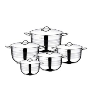 OMS Stainless Steel All Casseroles Cookware Set of 10 Pcs